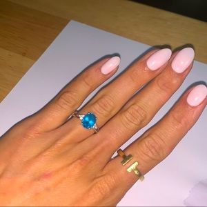 Blue topaz diamond ring